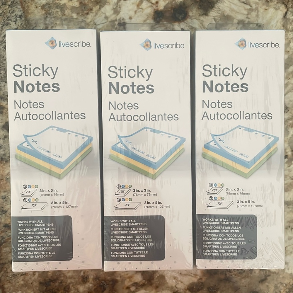 3 Packages of Livescribe Sticky Notes